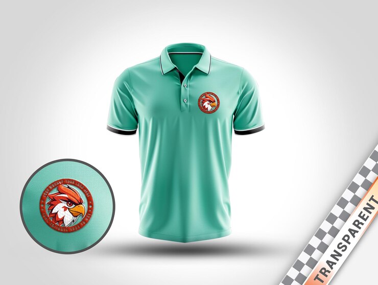 PSD modèle du logo d'une chemise de polo transparente