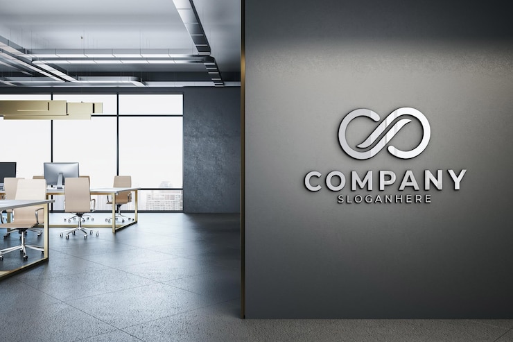PSD modèle du logo du mur du bureau