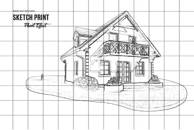 PSD modèle d'effet de photo d'art de crayon de croquis