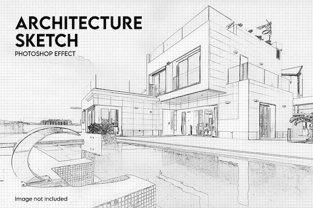 Modèle D'effet De Photo D'art De Croquis D'architecture