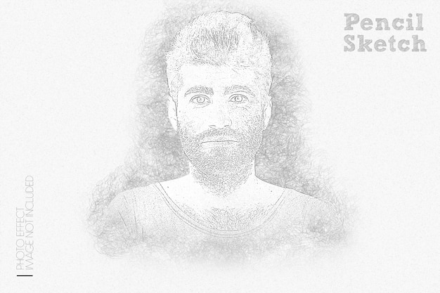 PSD modèle d'effet photo de croquis au crayon