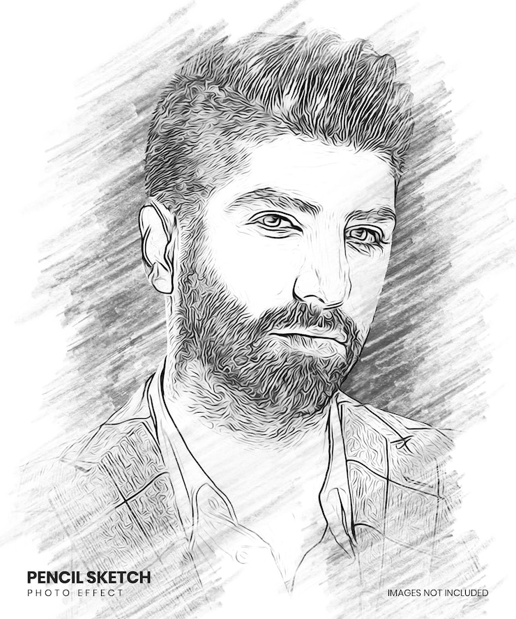 PSD modèle d'effet photo de croquis au crayon