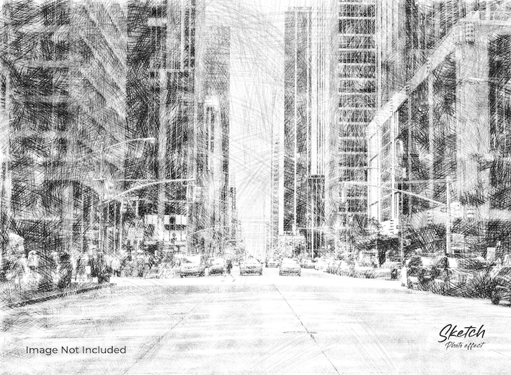 PSD modèle d'effet photo de croquis réaliste