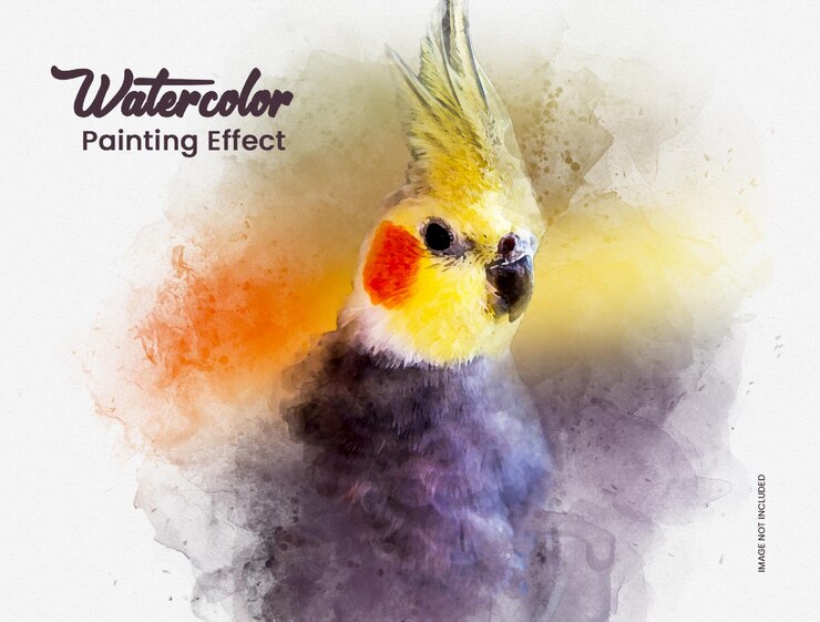 PSD modèle d'effet photo splash pinceau aquarelle