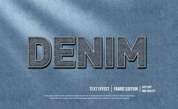 modèle d'effet de style de texte 3d denim