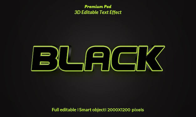 Modèle D'effet De Style De Texte 3d Noir Psd Premium