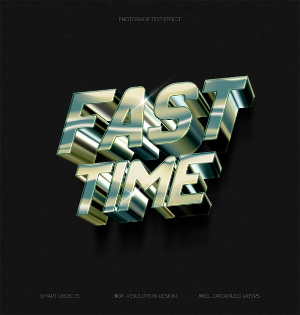 Modèle D'effet De Style De Texte Fast Time 3d Premium Psd
