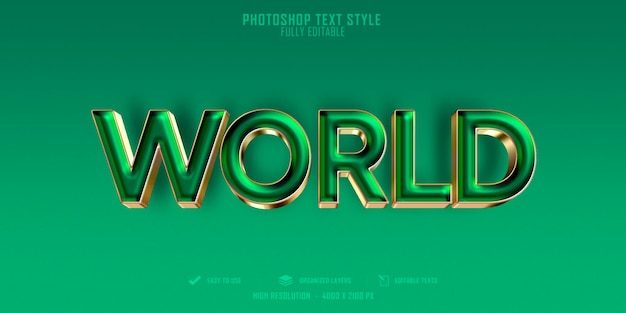 Modèle D'effet De Style De Texte Monde 3d Psd Premium