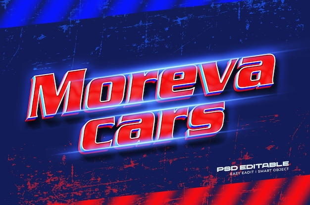 Modèle d'effet de style de texte Moreva Cars 3d