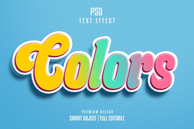 Modèle d'effet de texte 3D des couleurs