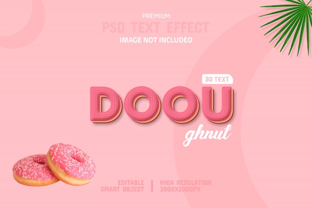 PSD modèle d'effet de texte 3d donut modifiable