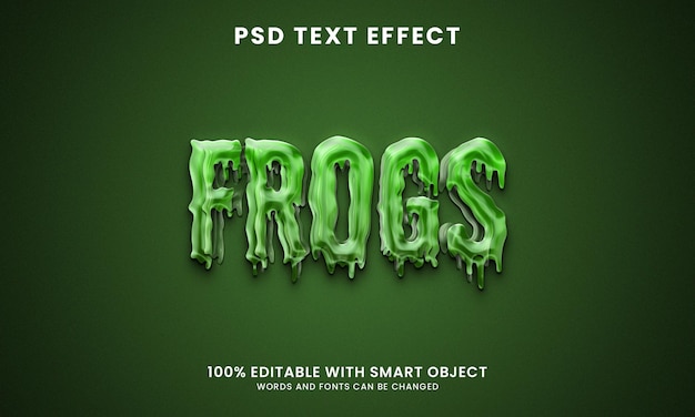 Modèle d'effet de texte 3d grenouille