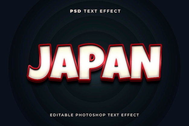 PSD modèle d'effet de texte 3d japon avec fond noir