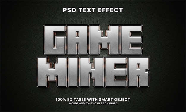 Modèle d'effet de texte 3d de jeu mineur
