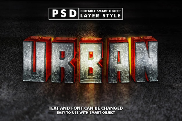 PSD modèle d'effet de texte 3d réaliste urbain psd premium