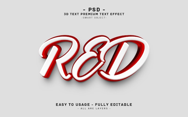 Modèle d'effet de texte 3D rouge