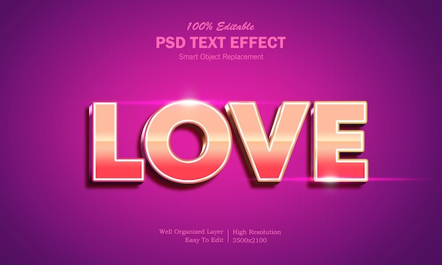 Modèle D'effet De Texte 3d Shining Love Style