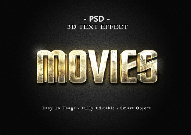 Modèle D'effet De Texte De Films 3d