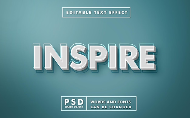 PSD modèle d'effet de texte inspire 3d psd premium