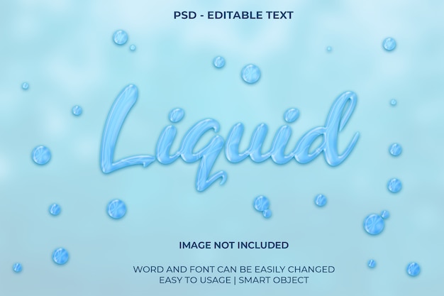 Modèle d'effet de texte liquide eau