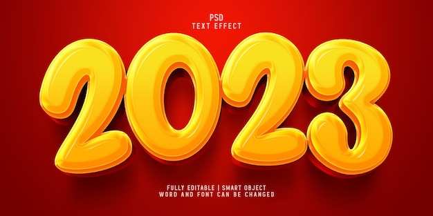 PSD modèle d'effet de texte modifiable 3d amusant et mignon de l'année 2023