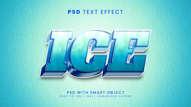 PSD modèle d'effet de texte modifiable 3d de glace