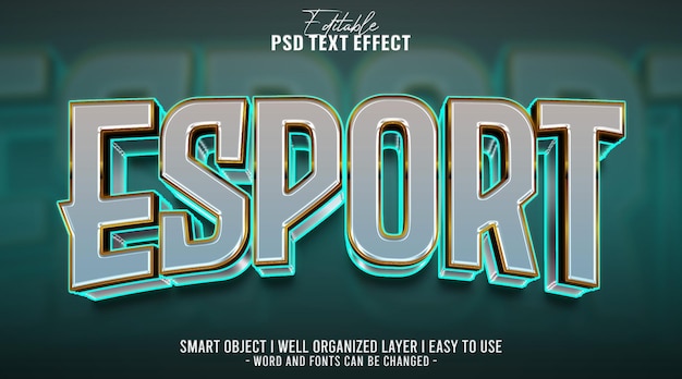 PSD modèle d'effet de texte modifiable esport 3d