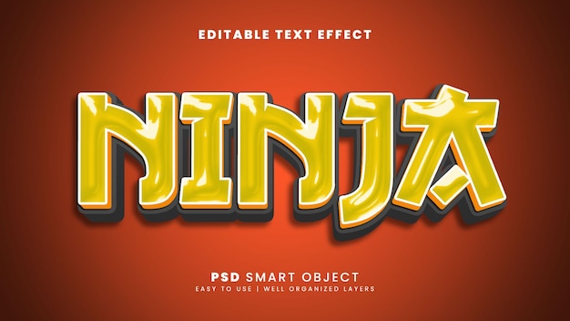 PSD modèle d'effet de texte modifiable ninja 3d