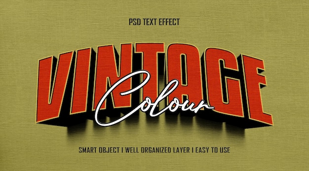modèle d'effet de texte modifiable vintage 3d