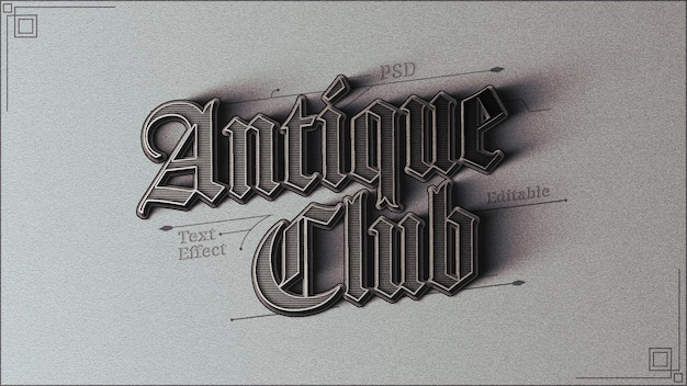 PSD modèle d'effet de texte modifiable vintage de style 3d