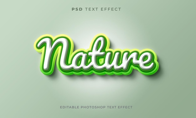 Modèle d'effet de texte nature 3D avec couleur verte