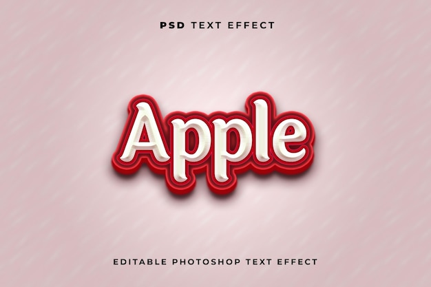 Modèle D'effet De Texte Pomme 3d Avec Couleur Rouge