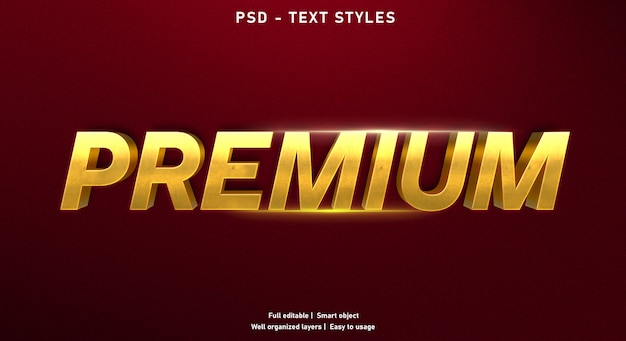 PSD modèle d'effet de texte premium or