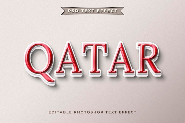 Modèle d'effet de texte qatar 3D avec couleur rouge