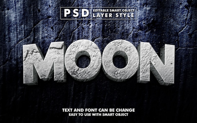 Modèle D'effet De Texte Réaliste 3d Lune Psd Premium