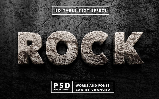 Modèle D'effet De Texte Réaliste Rock 3d Premium Psd