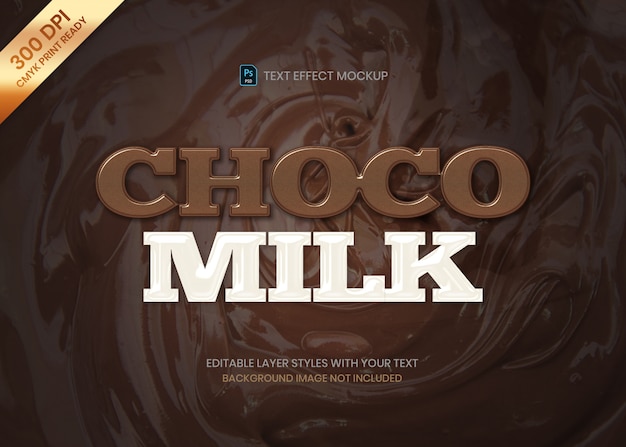 Modèle D'effet De Texte Simple Logo Chocolat Et Lait