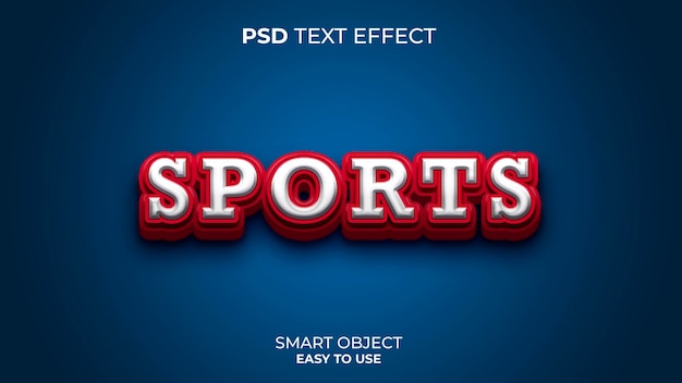 modèle d'effet de texte sportif avec des couleurs rouges et bleues