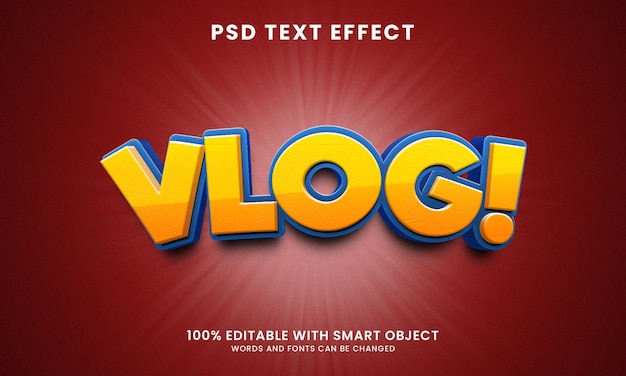 Modèle D'effet De Texte De Style Vlog 3d