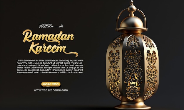 Modèle D'eid Al Fitr Ou Post Sur Les Médias Sociaux Du Ramadan Avec Une Grande Lanterne Sur Fond Noir