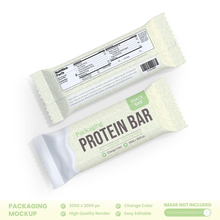 Modèle d'emballage de la barre de protéines en sachets