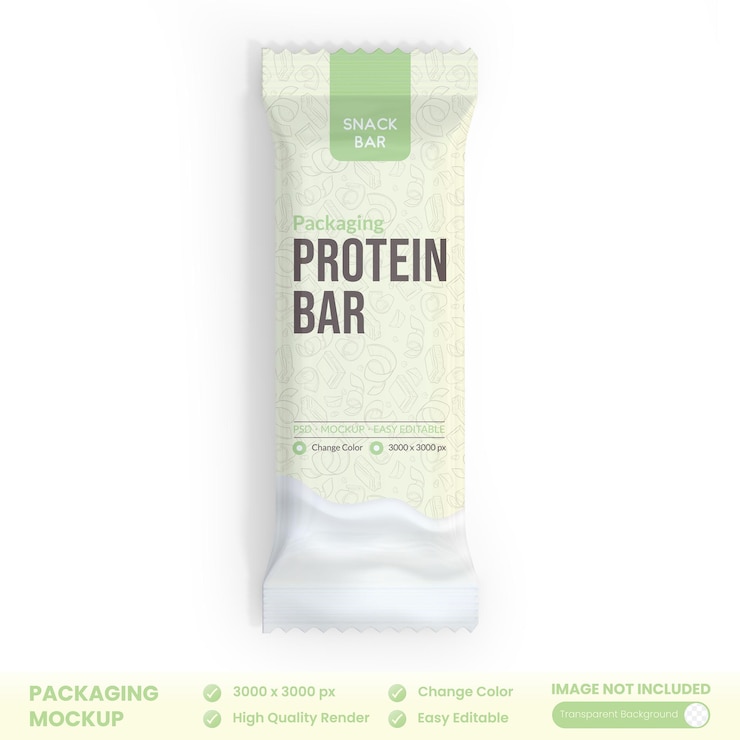 Modèle d'emballage de la barre de protéines en sachets