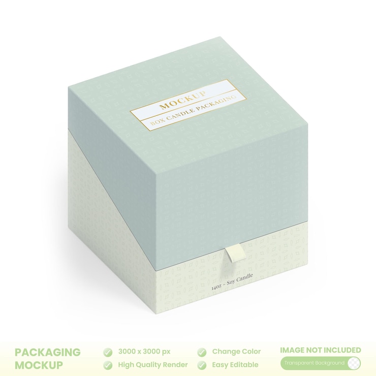 PSD modèle d'emballage de boîte à bougies
