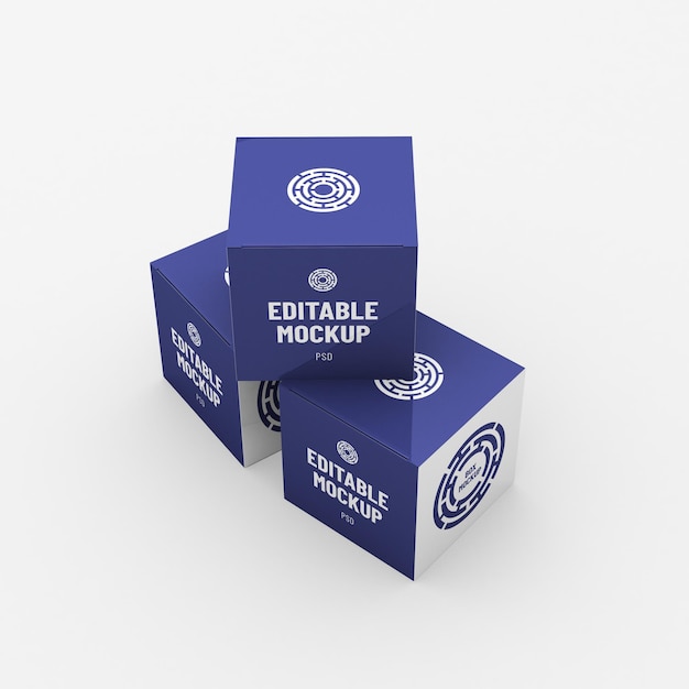 Modèle D'emballage De Trois Boîtes Carrées Pour La Maquette De Conception De Produit Sur Fond Propre