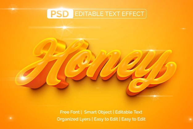 Modèle Entièrement Modifiable Psd D'effet De Texte Hunny