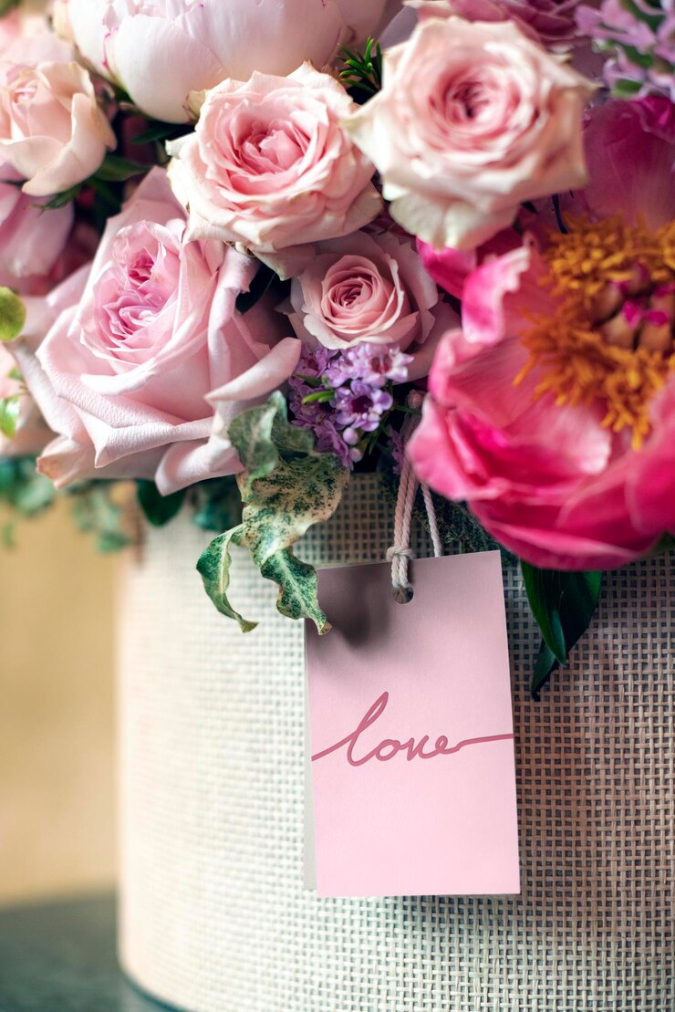 PSD modèle d'étiquette cadeau valentine39s fleur présent psd