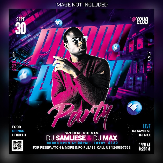 Modèle d'événement et affiches de fête du club de nuit