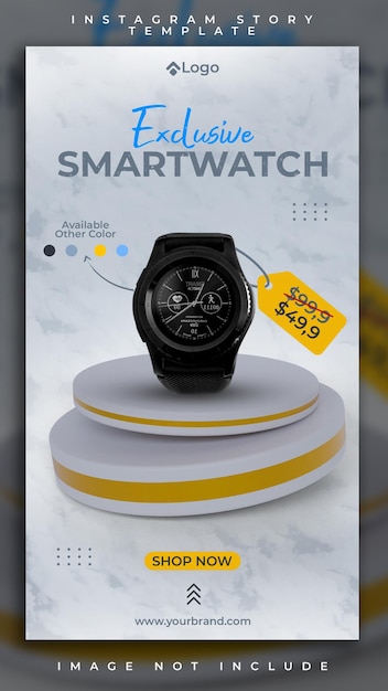 Modèle exclusif d'histoires d'histoires instagram de smartwatch