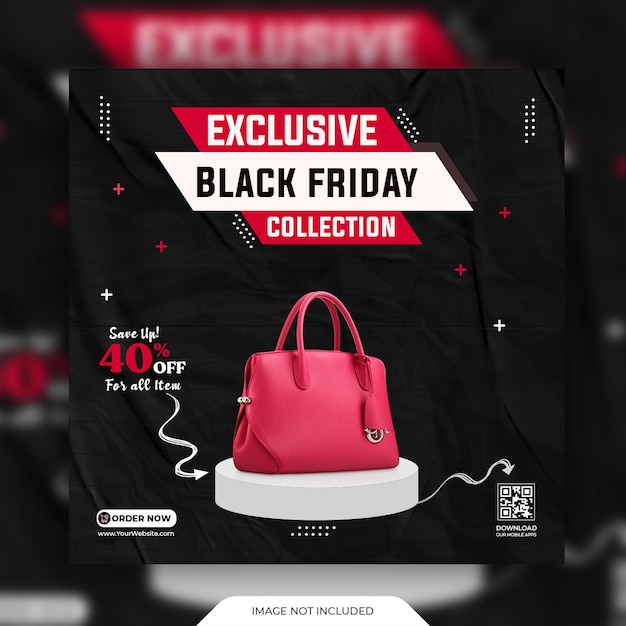 PSD modèle exclusif de médias sociaux de vente de produits black friday