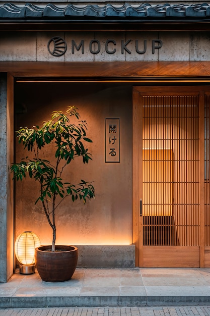 Modèle de façade d'un bâtiment inspiré du style japonais